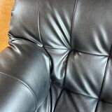 Canapéen jacaranda brésilien et cuir de Jean Gillon pour Italma 1960