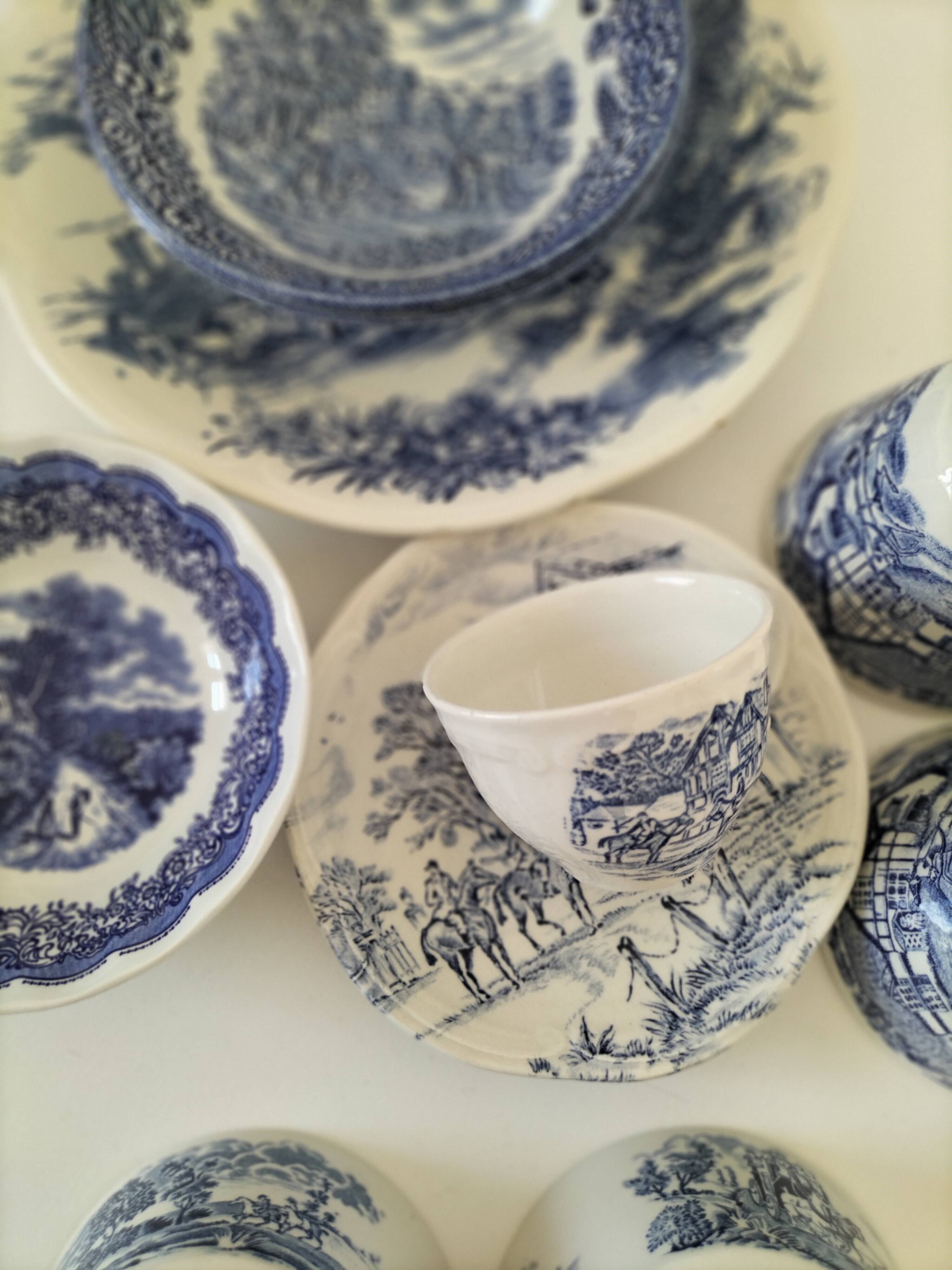 Mix & Match Blue Earthenware Brunch Set – Gien, England, Italy