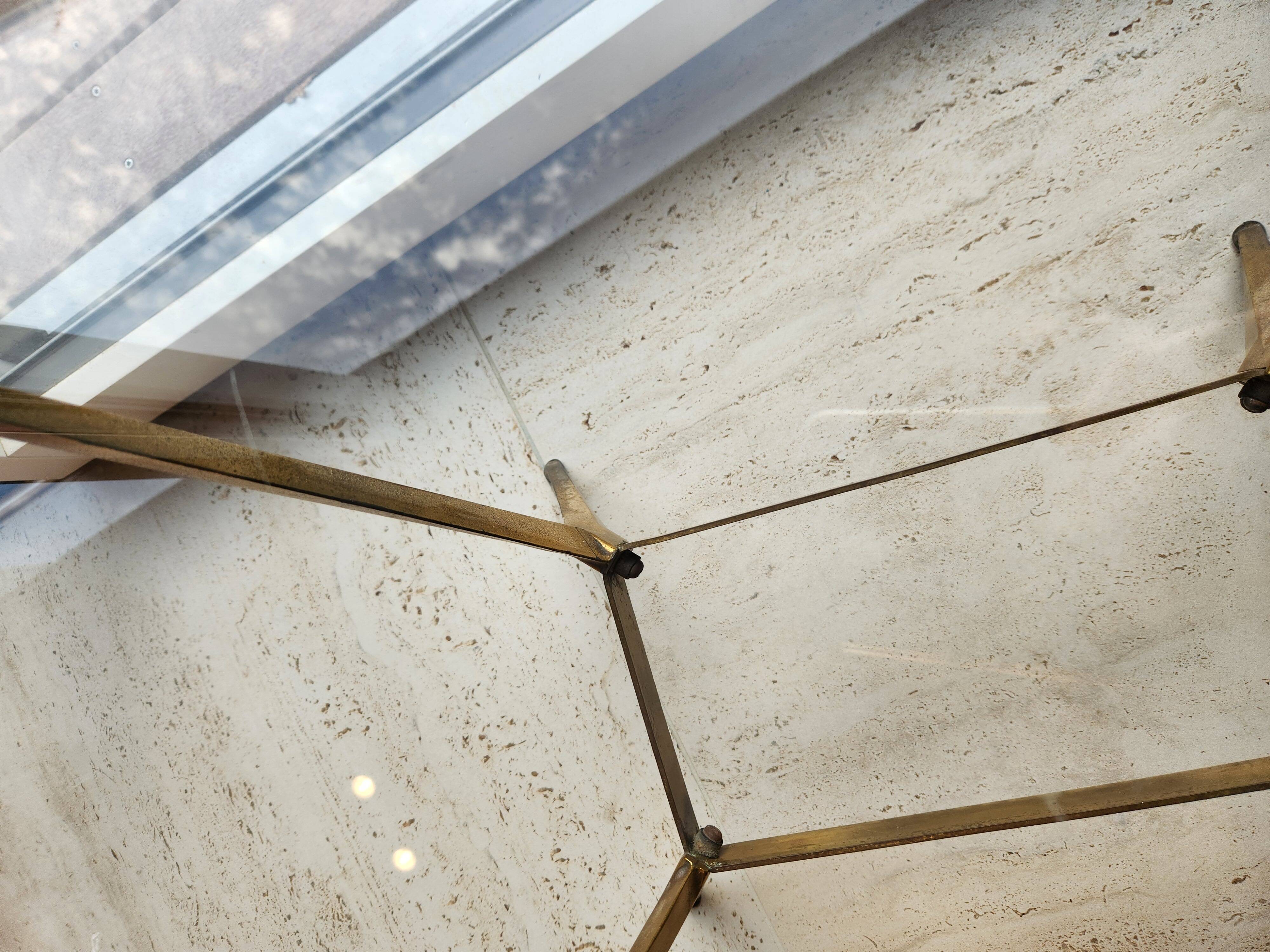 Vintage coffee table (1950s) with a glass top - bronze legs