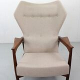 Danish adjustable wingback lounge chair in teak by Ib Kofod Larsen