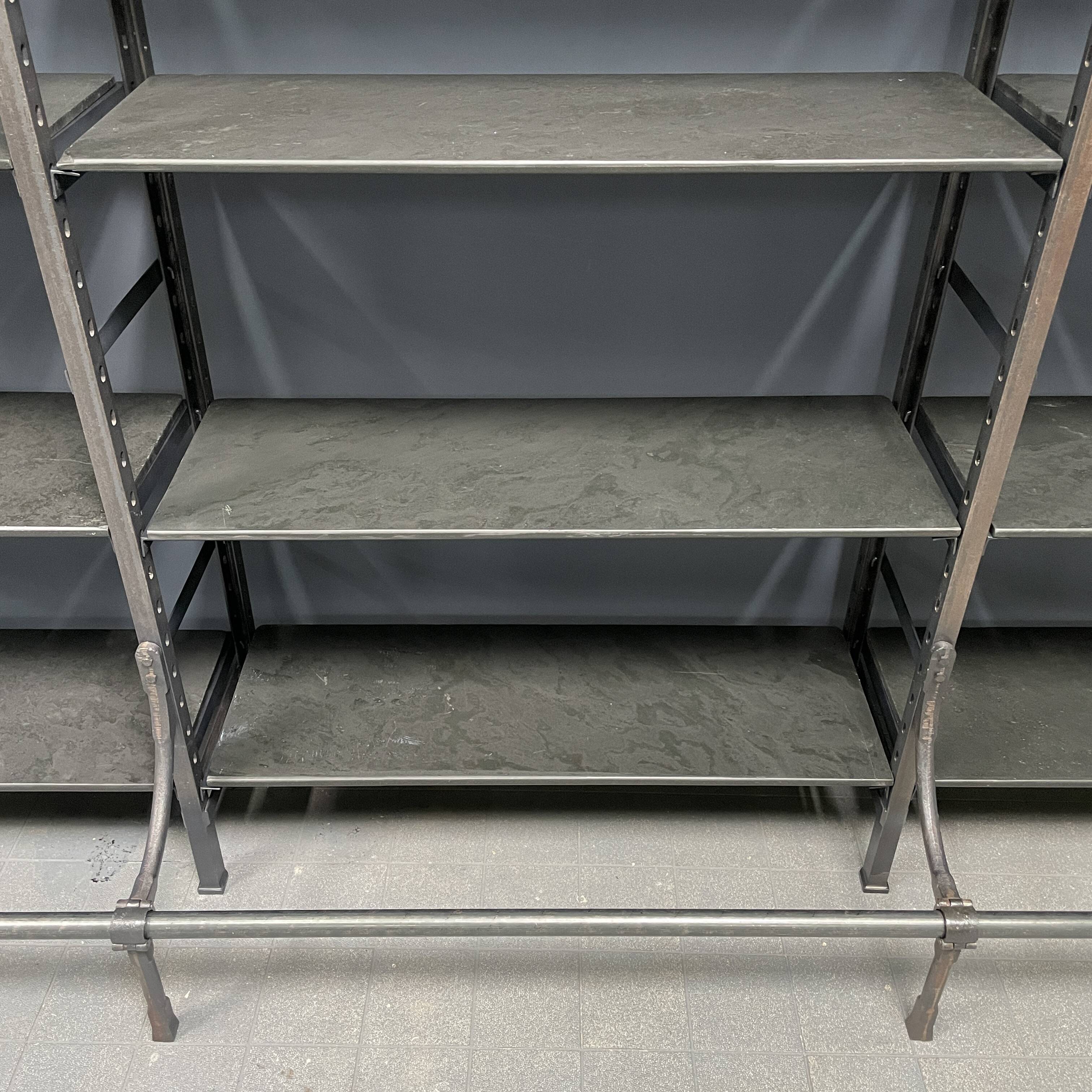 Industrial Iron Library Wall Shelving Cabinet
