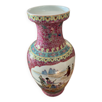 Vase amphore collection porcelaine Chine calligraphie art nouveau déco