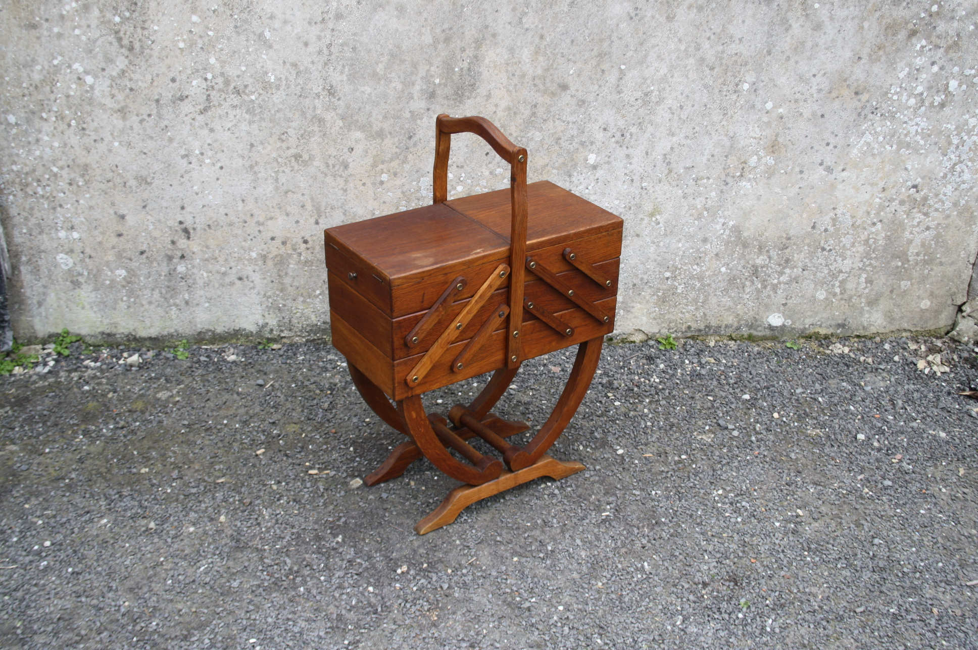 Vintage sewing box on foot