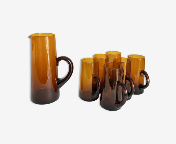 Service carafe et verres ambrés