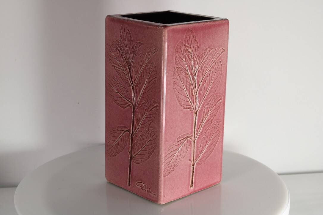 Vase Vallauris ceramic Leduc herbarium vintage pink 1960
