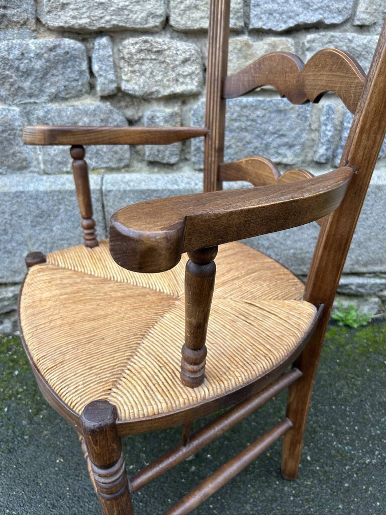 Provencal armchair, straw, vintage, early 20th century.