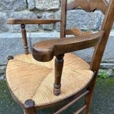 Provencal armchair, straw, vintage, early 20th century.