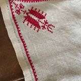 Hand embroidered linen tablecloth and napkins