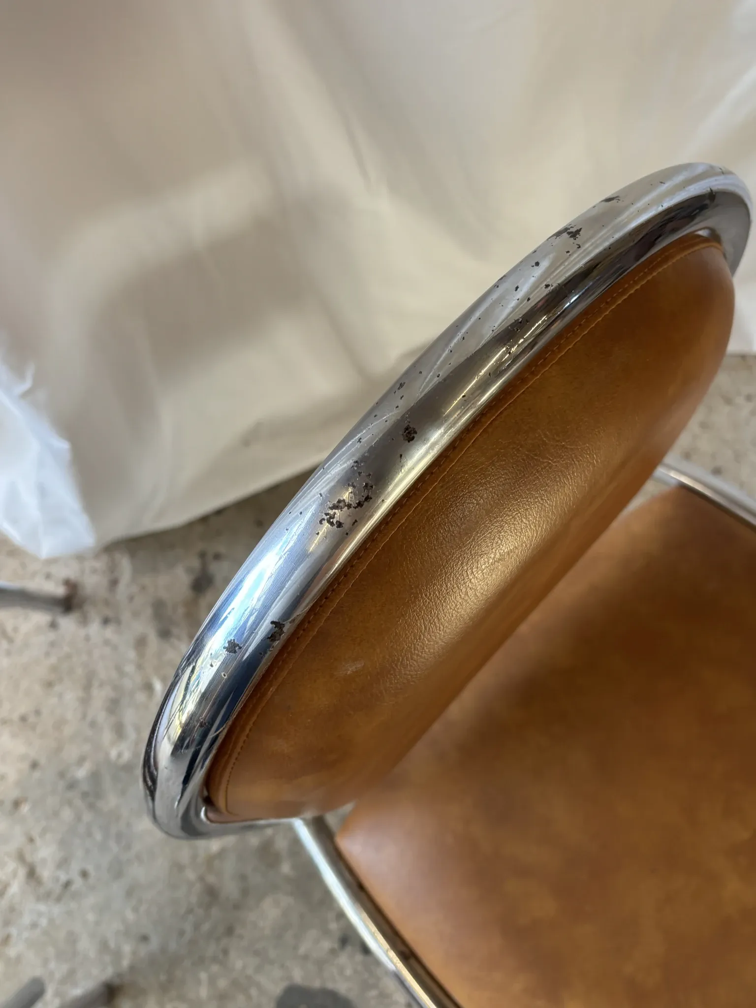 Set of 4 vintage tubular chrome chairs
