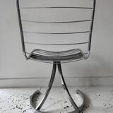 Set of 4 vintage chairs, chromed metal, France 1970