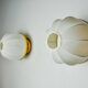 Pair of regency wall lights, pine and stretched canvas, italy, 1970