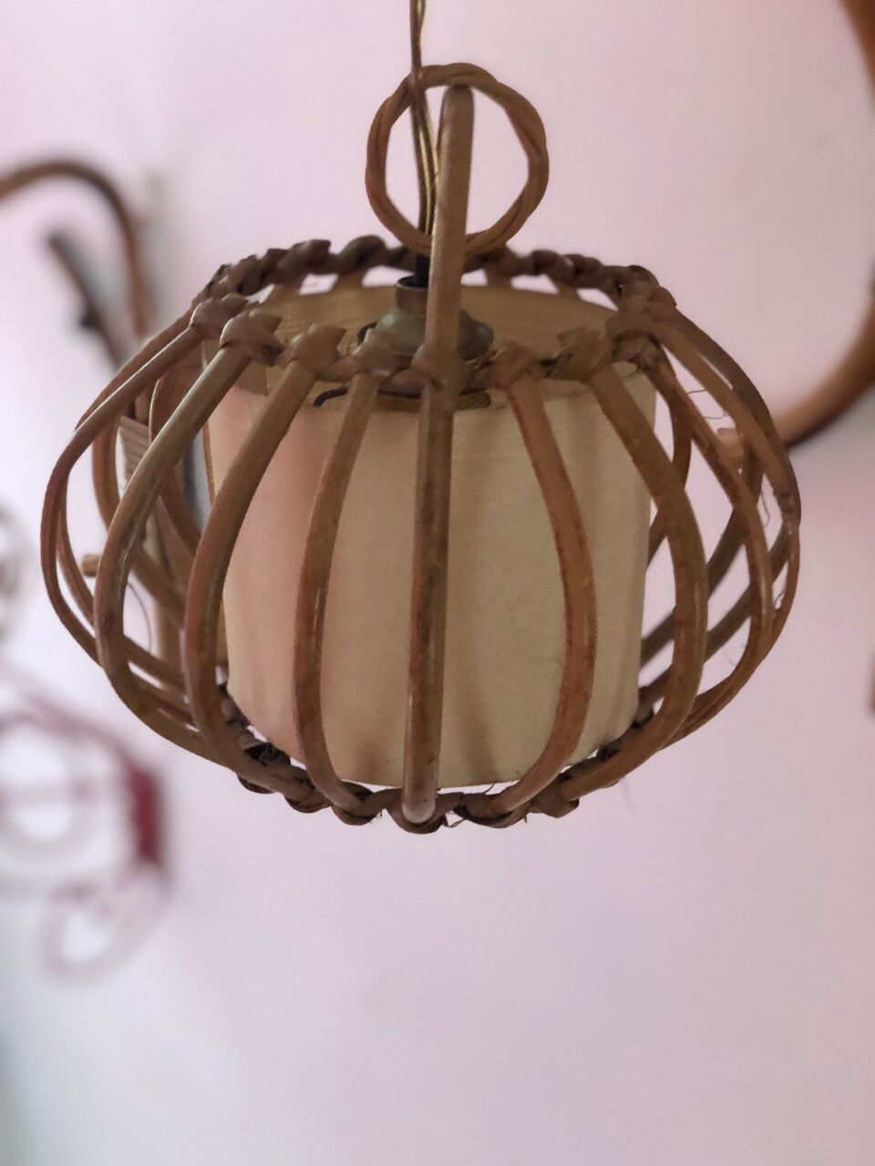 Vintage rattan wall lamps 60s, sold by 2