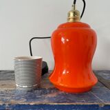 Vintage electrified orange suspension lamp with new