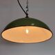 Lampe suspendue en émail vert industriel, années 1960