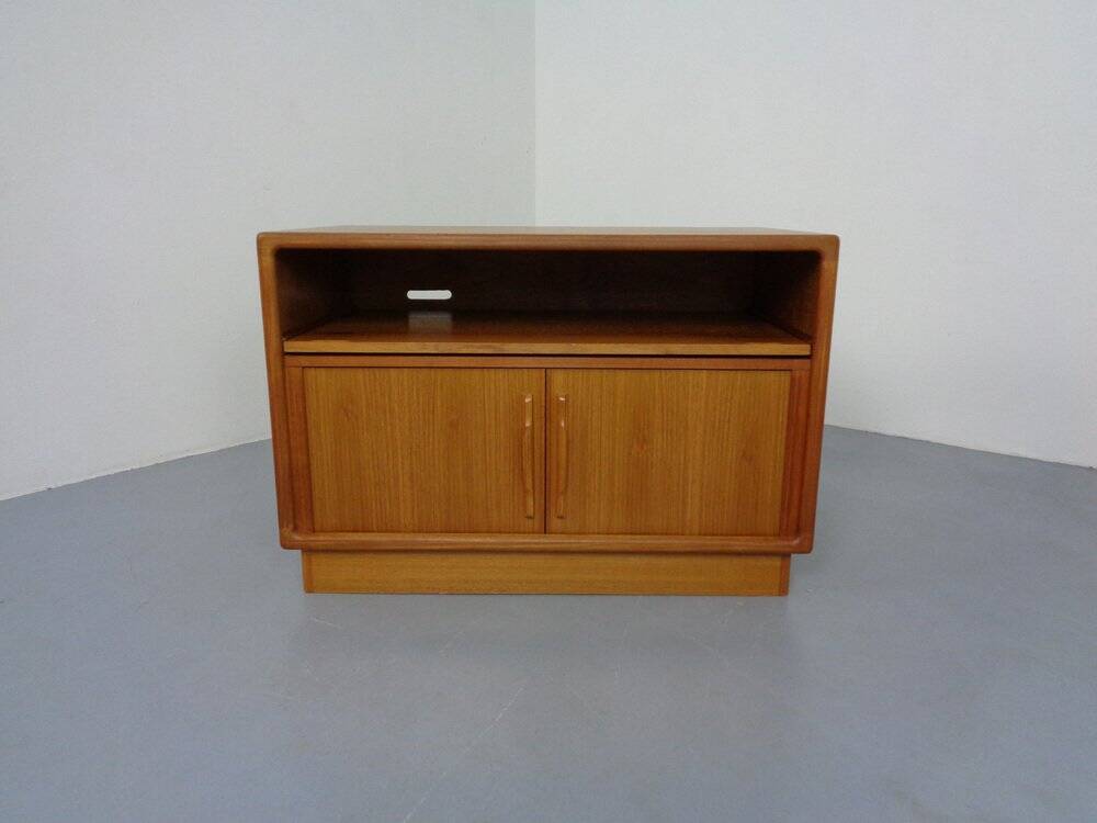 Small Teak Tambour Media Sideboard from Dyrlund, 1970s
