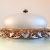 Round ceiling lamp in frosted glass art deco style