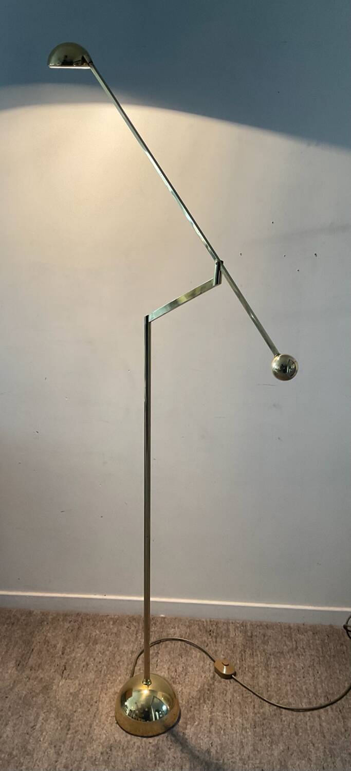 Vintage brass counterweight floor lamp