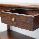 Table d'appoint rustique de style colonial néerlandais antique en teck/chêne