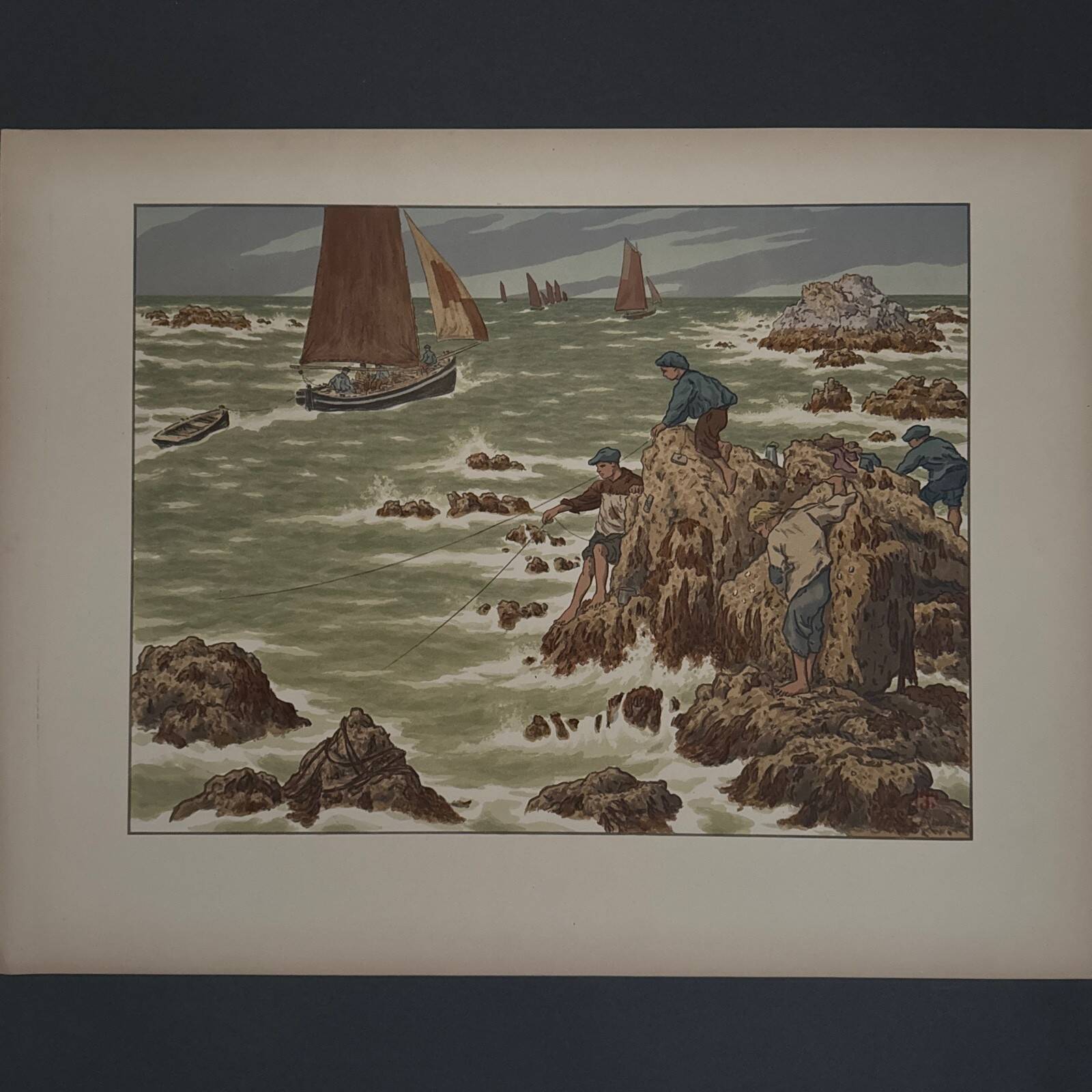 Lithograph by Henri Rivière The Wind of Noroît - The Seaweeds