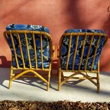 Pair of vintage rattan armchairs