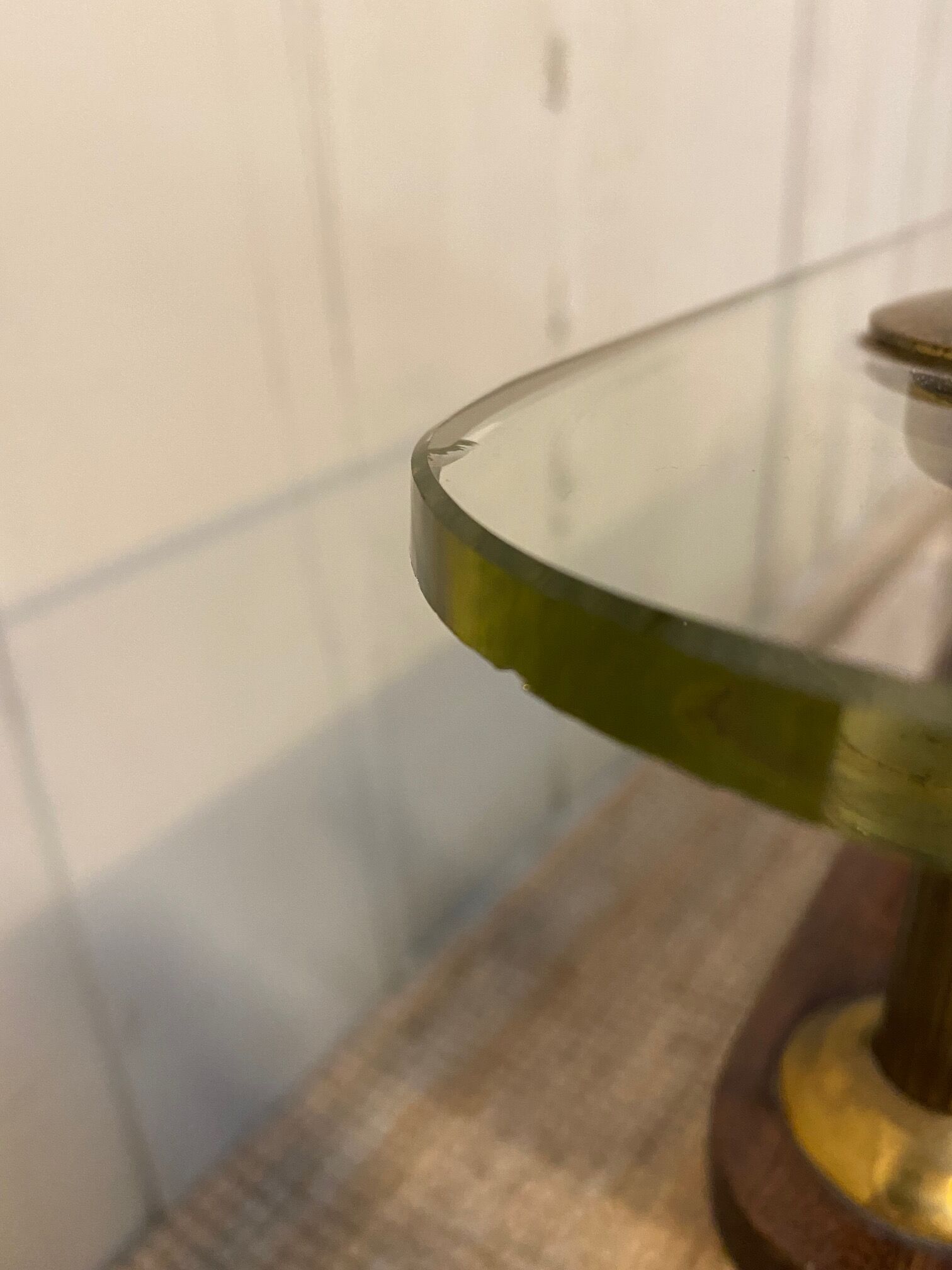 Coffee table of the 60s in glass, glass and wood top