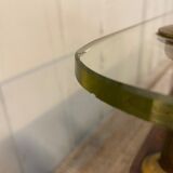 Coffee table of the 60s in glass, glass and wood top