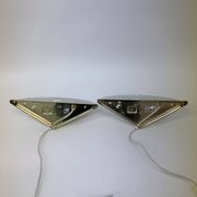 Set of 2 vintage glass wall lamps with golden holder , 1970’s