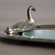Foie gras presentation service dish in metal and glass and its toast holder