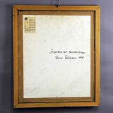 Impressionist oil painting of a still life with a view of the kitchen.