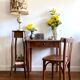 Antique table lamp in marble and tapestry