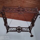 Pair of chandeliers suspensions in cast iron and 19th century wrought iron