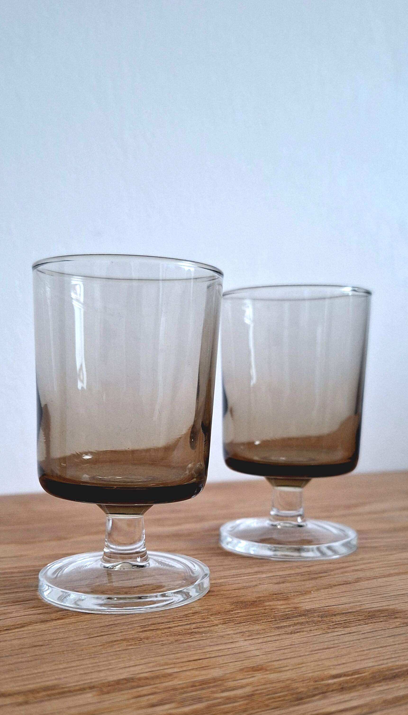 Smoked glass aperitif glass from the 70s
