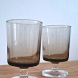 Verre apéritif en verre fumé années 70