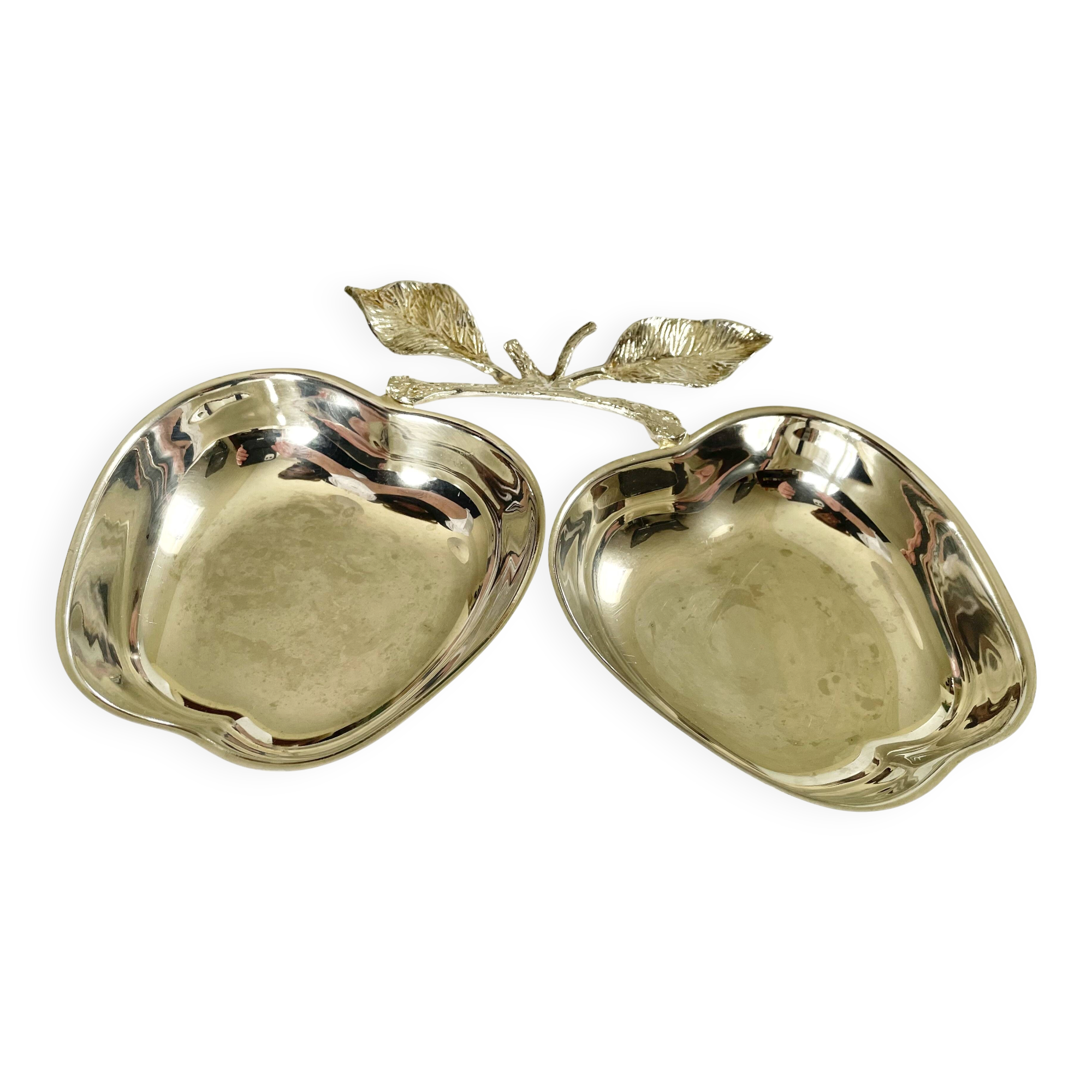 Vintage double apple metal silver-plated pocket tray – 1970s