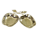 Vintage double apple metal silver-plated pocket tray – 1970s