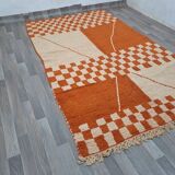 Traditional orange handwoven Berber rug, size 140 x 260 cm