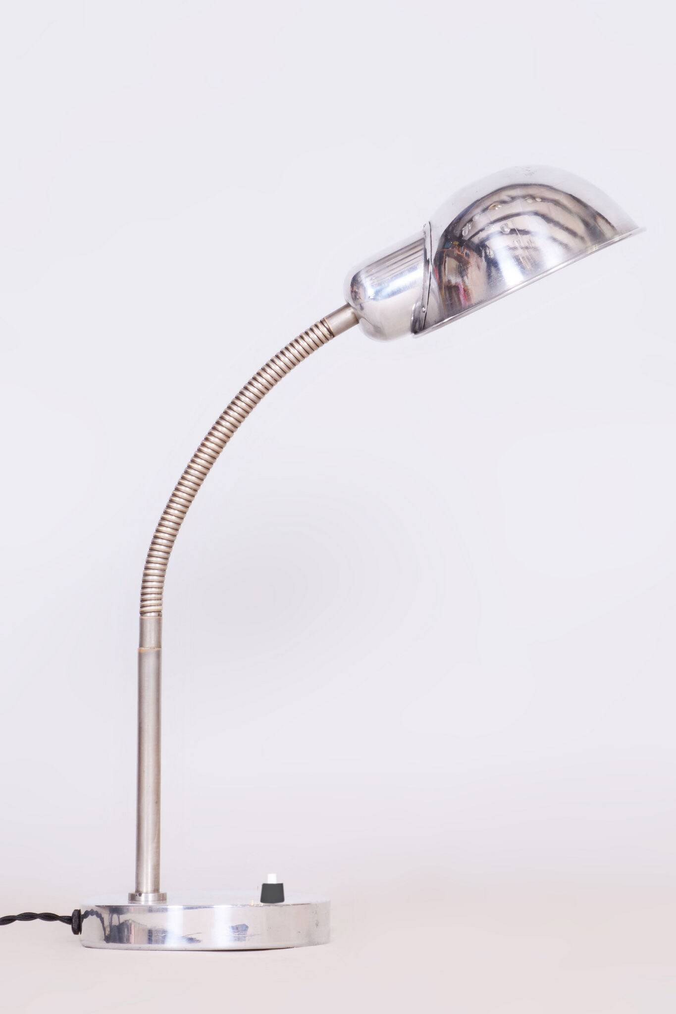 Restored Bauhaus Table Lamp, New Electrification, Chrome, Czech, 1930s