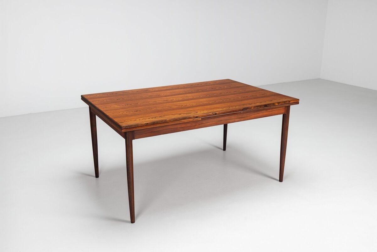 Niels Otto Moller large extendable dining table rosewood Denmark 1960
