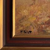 Oil on panel by Henri Vollet Breton woman gathering hay