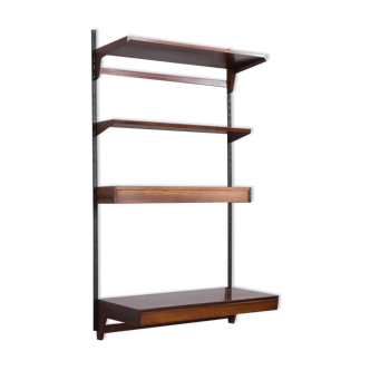 Kai Kristiansen minimalist rosewood wall unit with a desk and a lamp shelf, Denmark, 1960s.