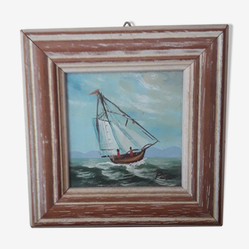 Signed painting: oil painting depicting a sailboat