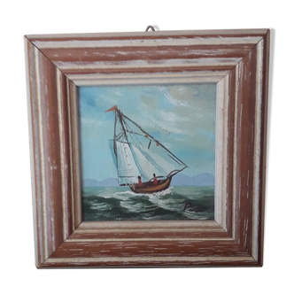 Signed painting: oil painting depicting a sailboat