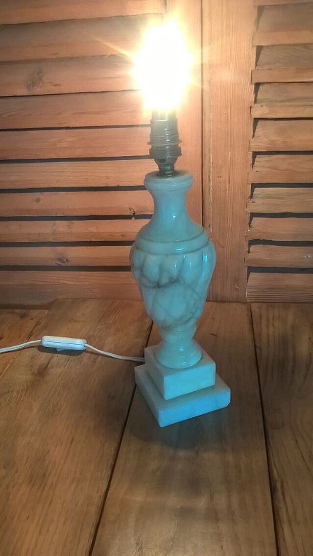 Lampe de chevet salon en marbre blanc ancienne vintage | Selency