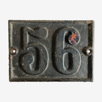 House plate number 56 cast iron 1950