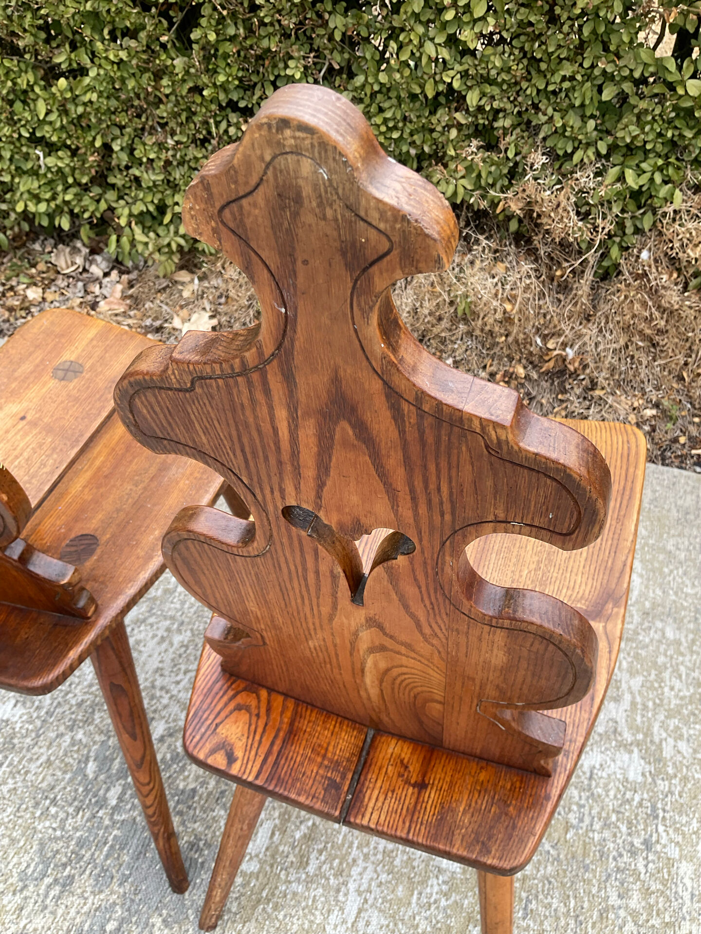 Pair of vintage Tyrolean chairs in solid wood