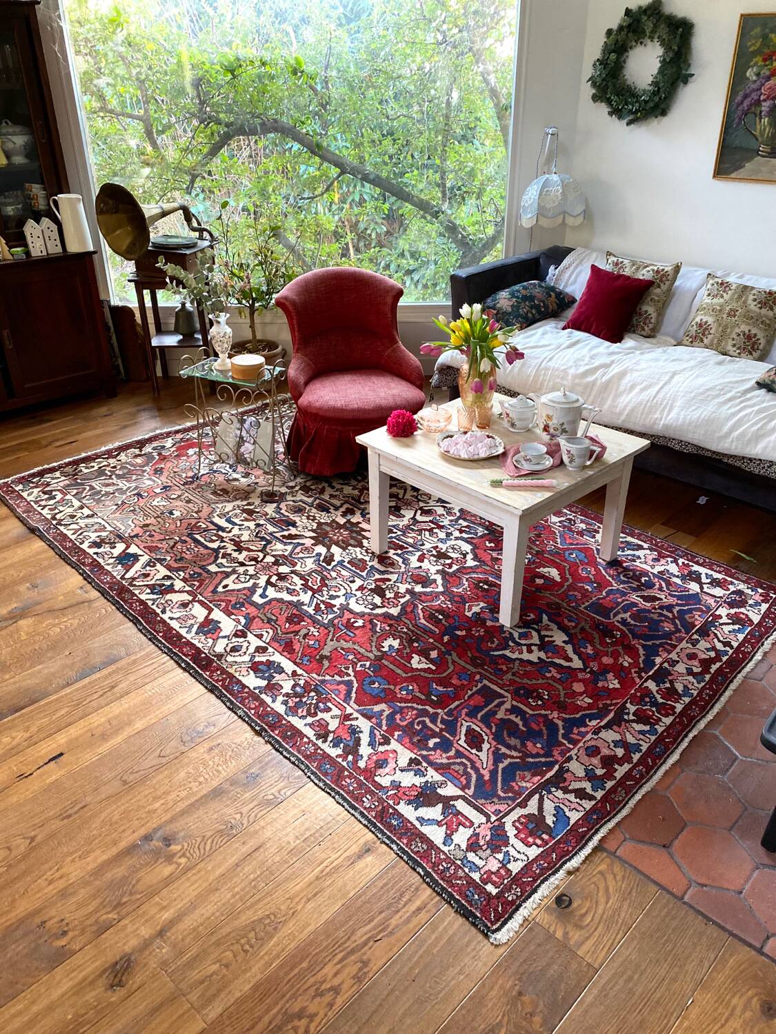 Farmhouse coffee table in antique weathered wood