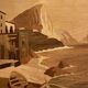 Table 45x60, Restored, Seascape, Wood marquetry