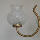 French Mid Century 3 Light Gold Metal Chandelier Textured Glass Shades