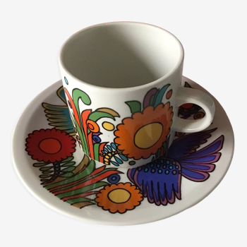 Coffee cup and its sub-cup of the Acapulco service of Villeroy and Boch year 60/70 stamped blue p