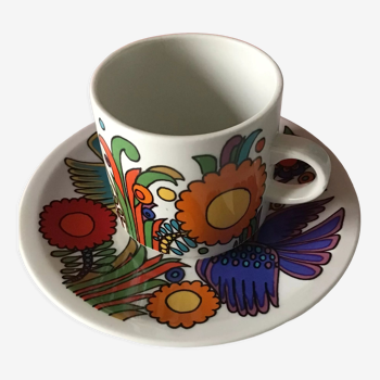 Tasse à café  et sa sous tasse du service Acapulco de Villeroy et Boch annee 60/70 estampillé bleu p